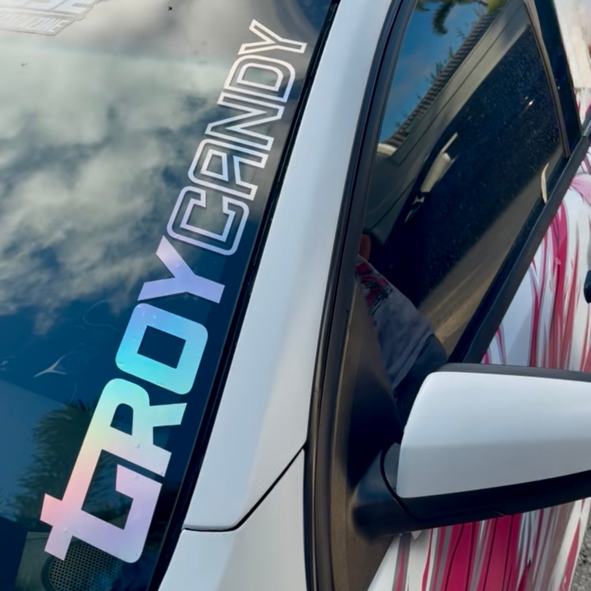 Signature Holographic Troy Candy Window Sticker